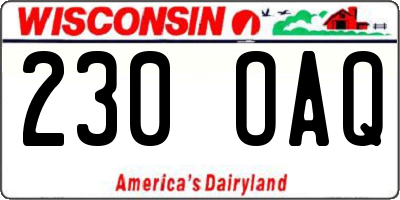 WI license plate 230OAQ