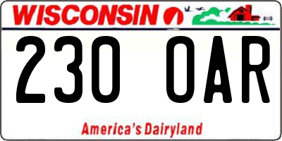 WI license plate 230OAR