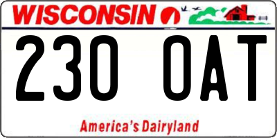 WI license plate 230OAT