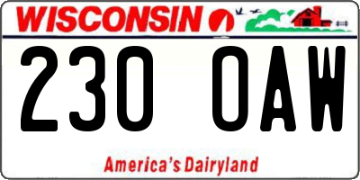 WI license plate 230OAW