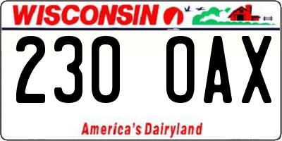 WI license plate 230OAX