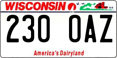 WI license plate 230OAZ