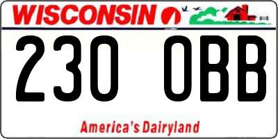 WI license plate 230OBB