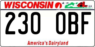 WI license plate 230OBF