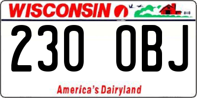 WI license plate 230OBJ
