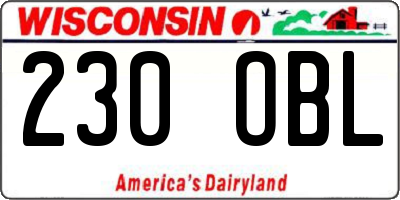 WI license plate 230OBL