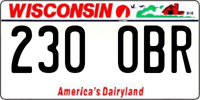 WI license plate 230OBR