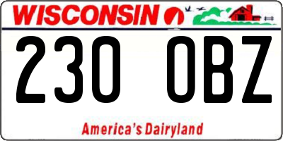 WI license plate 230OBZ