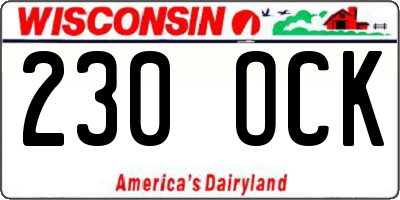 WI license plate 230OCK