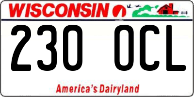 WI license plate 230OCL