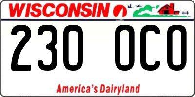 WI license plate 230OCO