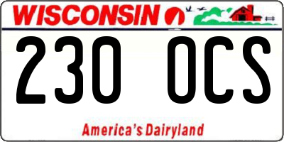 WI license plate 230OCS