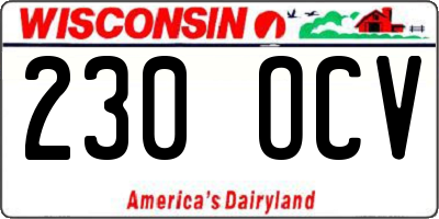WI license plate 230OCV