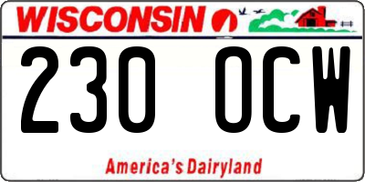 WI license plate 230OCW