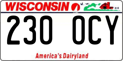 WI license plate 230OCY