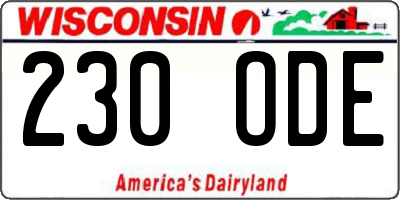 WI license plate 230ODE