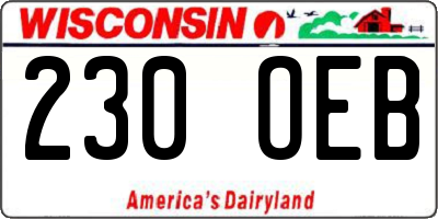 WI license plate 230OEB