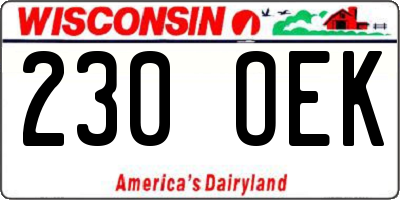 WI license plate 230OEK