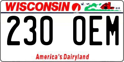 WI license plate 230OEM