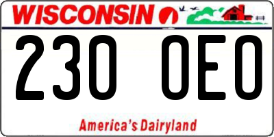 WI license plate 230OEO