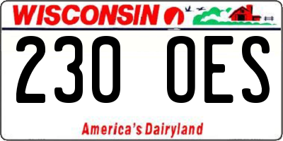 WI license plate 230OES