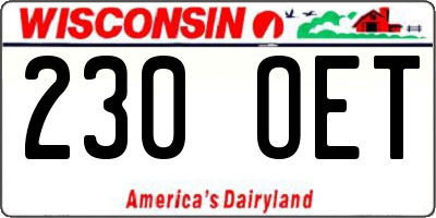 WI license plate 230OET