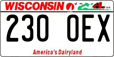 WI license plate 230OEX