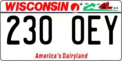 WI license plate 230OEY