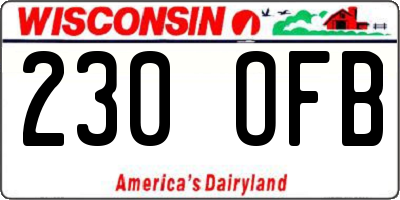 WI license plate 230OFB