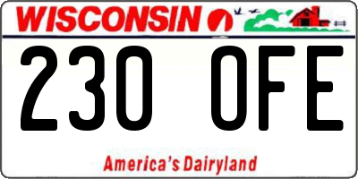 WI license plate 230OFE