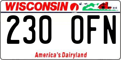 WI license plate 230OFN