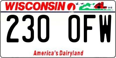 WI license plate 230OFW