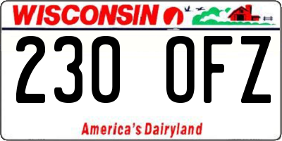 WI license plate 230OFZ