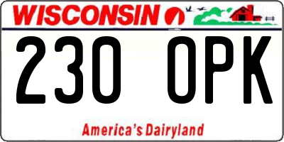 WI license plate 230OPK