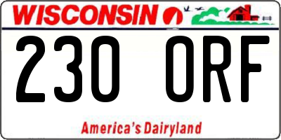 WI license plate 230ORF