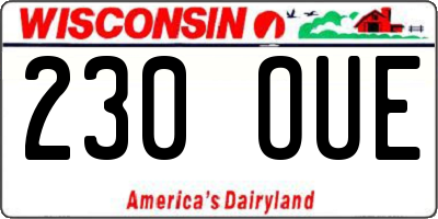 WI license plate 230OUE