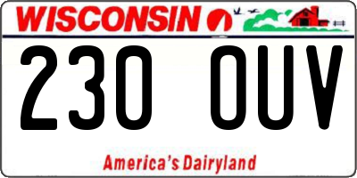 WI license plate 230OUV