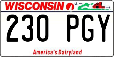 WI license plate 230PGY