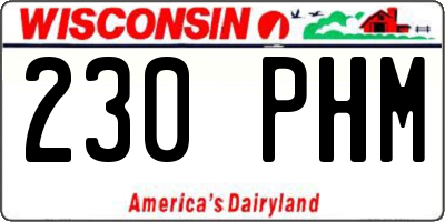WI license plate 230PHM