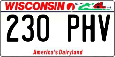 WI license plate 230PHV