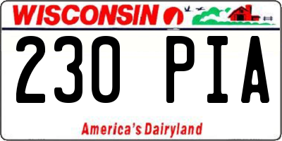 WI license plate 230PIA