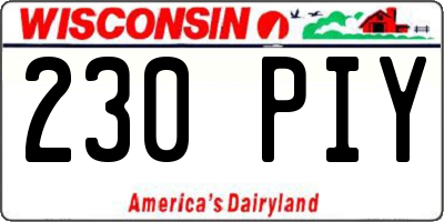 WI license plate 230PIY