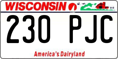 WI license plate 230PJC