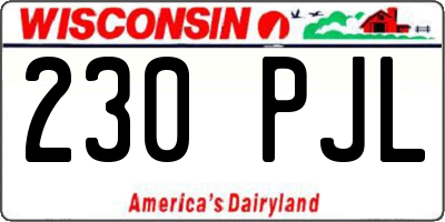 WI license plate 230PJL