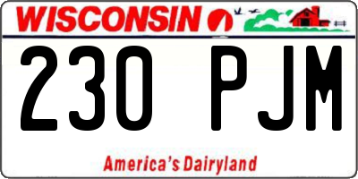 WI license plate 230PJM