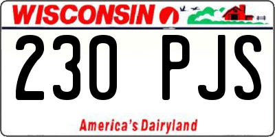 WI license plate 230PJS