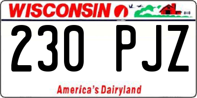 WI license plate 230PJZ