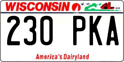 WI license plate 230PKA