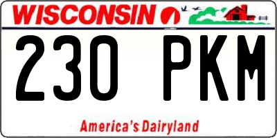 WI license plate 230PKM