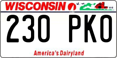 WI license plate 230PKO
